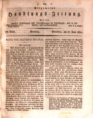 Allgemeine Handlungs-Zeitung Sonntag 27. Juni 1830