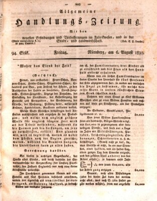 Allgemeine Handlungs-Zeitung Freitag 6. August 1830