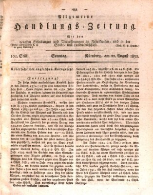 Allgemeine Handlungs-Zeitung Sonntag 22. August 1830