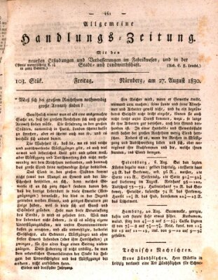 Allgemeine Handlungs-Zeitung Freitag 27. August 1830