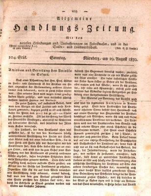 Allgemeine Handlungs-Zeitung Sonntag 29. August 1830