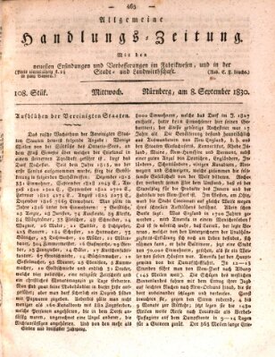 Allgemeine Handlungs-Zeitung Mittwoch 8. September 1830