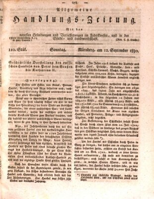 Allgemeine Handlungs-Zeitung Sonntag 12. September 1830