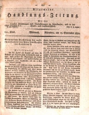 Allgemeine Handlungs-Zeitung Mittwoch 15. September 1830