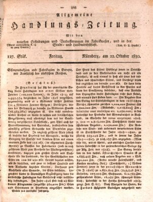 Allgemeine Handlungs-Zeitung Freitag 22. Oktober 1830