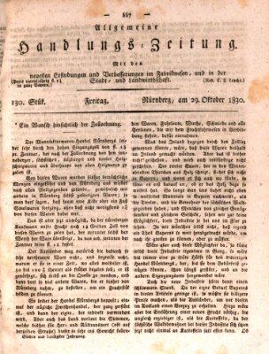 Allgemeine Handlungs-Zeitung Freitag 29. Oktober 1830