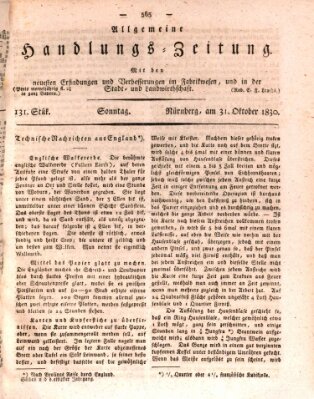 Allgemeine Handlungs-Zeitung Sonntag 31. Oktober 1830