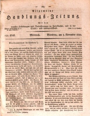 Allgemeine Handlungs-Zeitung Mittwoch 3. November 1830