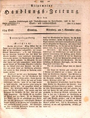 Allgemeine Handlungs-Zeitung Sonntag 7. November 1830