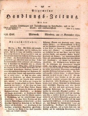 Allgemeine Handlungs-Zeitung Mittwoch 17. November 1830