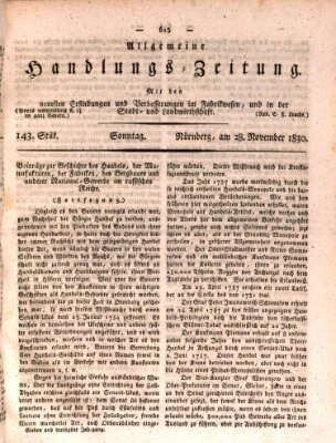 Allgemeine Handlungs-Zeitung Sonntag 28. November 1830