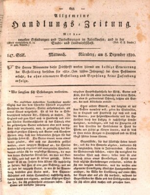 Allgemeine Handlungs-Zeitung Mittwoch 8. Dezember 1830