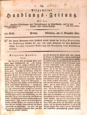 Allgemeine Handlungs-Zeitung Freitag 17. Dezember 1830