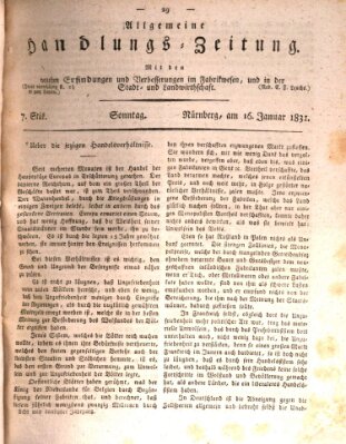 Allgemeine Handlungs-Zeitung Sonntag 16. Januar 1831