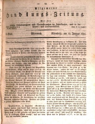 Allgemeine Handlungs-Zeitung Mittwoch 19. Januar 1831