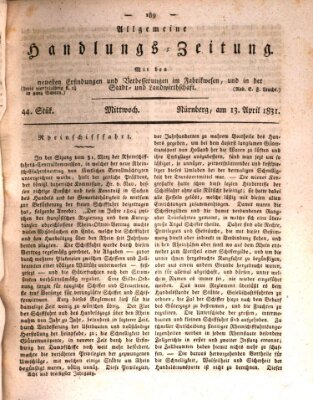 Allgemeine Handlungs-Zeitung Mittwoch 13. April 1831