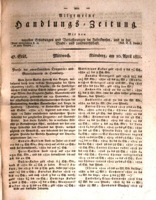 Allgemeine Handlungs-Zeitung Mittwoch 20. April 1831