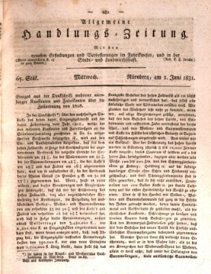 Allgemeine Handlungs-Zeitung Mittwoch 1. Juni 1831