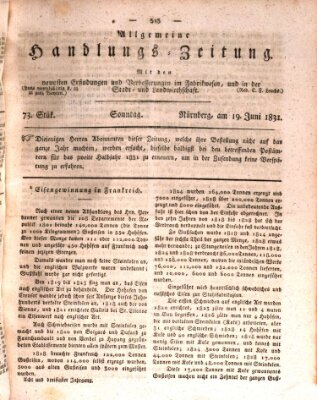 Allgemeine Handlungs-Zeitung Sonntag 19. Juni 1831