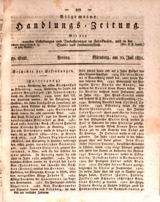 Allgemeine Handlungs-Zeitung Freitag 22. Juli 1831