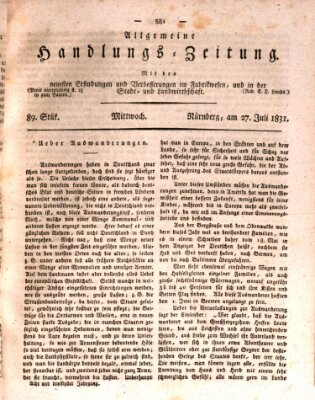 Allgemeine Handlungs-Zeitung Mittwoch 27. Juli 1831
