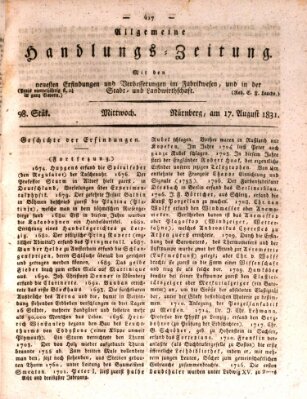 Allgemeine Handlungs-Zeitung Mittwoch 17. August 1831