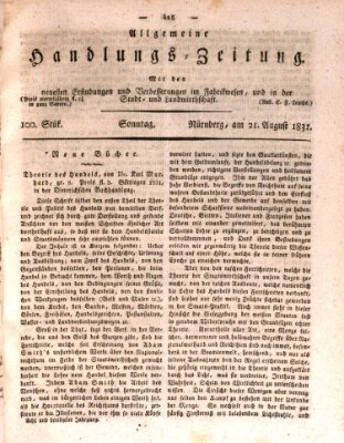 Allgemeine Handlungs-Zeitung Sonntag 21. August 1831