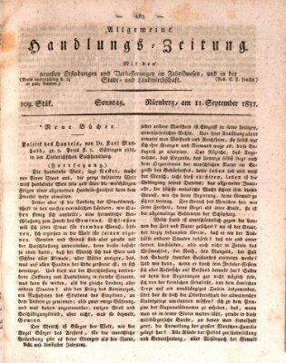 Allgemeine Handlungs-Zeitung Sonntag 11. September 1831