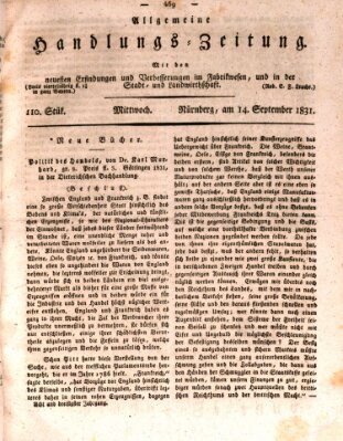 Allgemeine Handlungs-Zeitung Mittwoch 14. September 1831