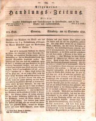 Allgemeine Handlungs-Zeitung Sonntag 25. September 1831