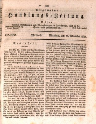 Allgemeine Handlungs-Zeitung Mittwoch 16. November 1831