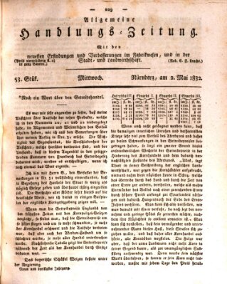 Allgemeine Handlungs-Zeitung Mittwoch 2. Mai 1832