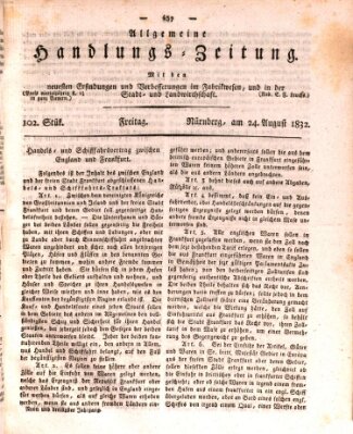 Allgemeine Handlungs-Zeitung Freitag 24. August 1832
