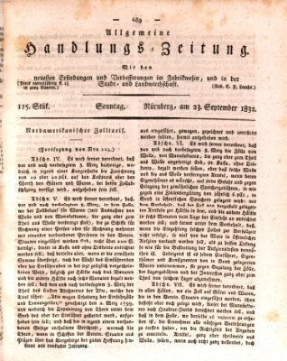 Allgemeine Handlungs-Zeitung Sonntag 23. September 1832