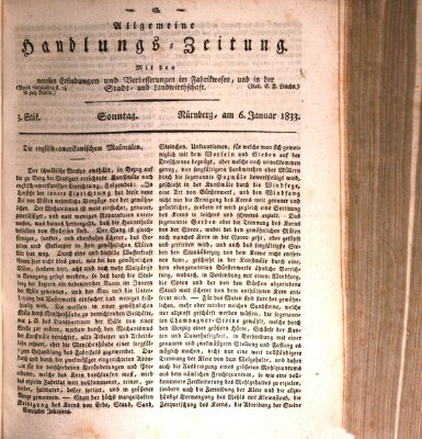 Allgemeine Handlungs-Zeitung Sonntag 6. Januar 1833