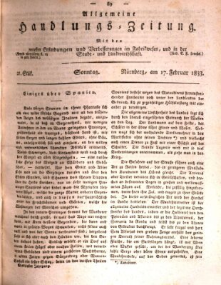 Allgemeine Handlungs-Zeitung Sonntag 17. Februar 1833