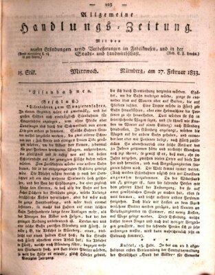 Allgemeine Handlungs-Zeitung Mittwoch 27. Februar 1833