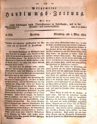 Allgemeine Handlungs-Zeitung Freitag 1. März 1833