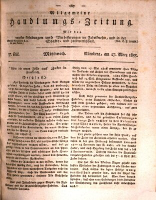 Allgemeine Handlungs-Zeitung Mittwoch 27. März 1833