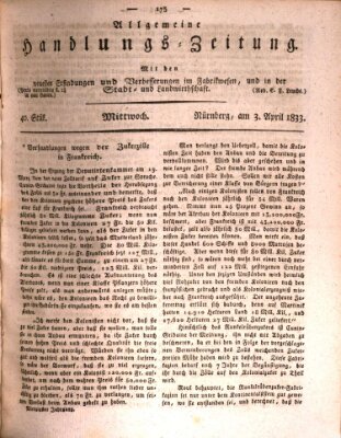 Allgemeine Handlungs-Zeitung Mittwoch 3. April 1833