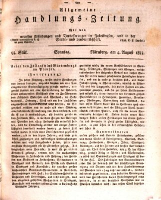 Allgemeine Handlungs-Zeitung Sonntag 4. August 1833