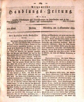 Allgemeine Handlungs-Zeitung Freitag 13. September 1833