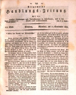 Allgemeine Handlungs-Zeitung Sonntag 15. September 1833