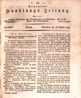 Allgemeine Handlungs-Zeitung Freitag 18. Oktober 1833