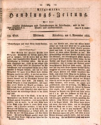 Allgemeine Handlungs-Zeitung Mittwoch 6. November 1833