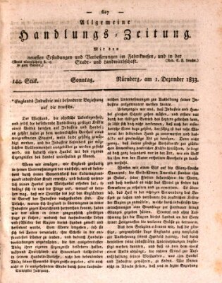 Allgemeine Handlungs-Zeitung Sonntag 1. Dezember 1833