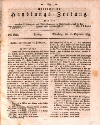 Allgemeine Handlungs-Zeitung Freitag 20. Dezember 1833