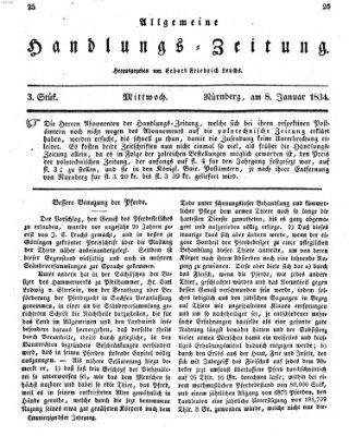 Allgemeine Handlungs-Zeitung Mittwoch 8. Januar 1834