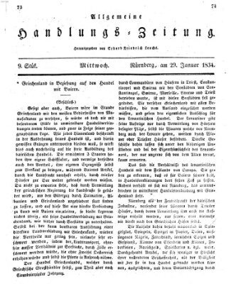 Allgemeine Handlungs-Zeitung Mittwoch 29. Januar 1834