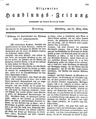 Allgemeine Handlungs-Zeitung Sonntag 23. März 1834